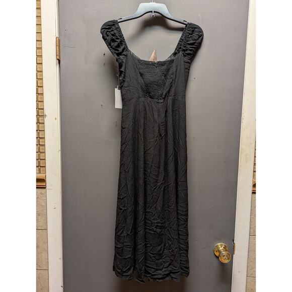 Bonjour Midi Dress ASTR The Label XS Peasant Elastic Back Panel button front - Picture 3 of 10